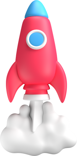 Startup rocket launcher 3D illustration